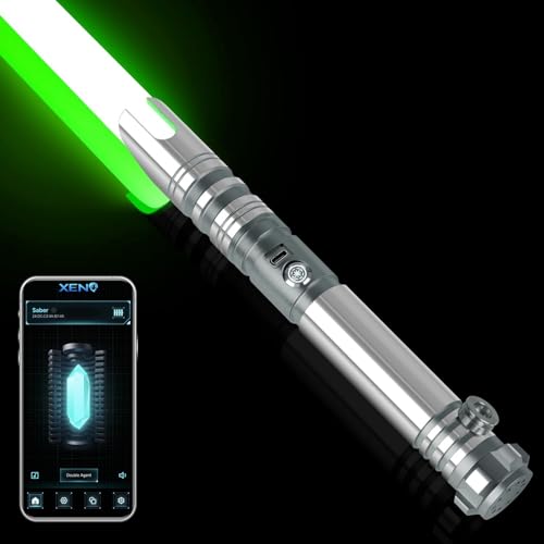 Duell-Lichtschwerter Smooth Swing 16 RGB Farben Lichtschwert - Motion Control Metallgriff 16 Modus-Sounds FX Lightsaber für Erwachsene, 41in Volle Größe, USB-Aufladung, Grau von ELESKOCO