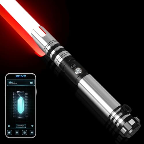 Duell-Lichtschwerter Smooth Swing 16 Farben Lichtschwert - Bewegungssteuerung Metallgriff 16 Modus-Sounds FX Lightsaber für Erwachsene& Kinder, USB-Aufladung, Schwarz von ELESKOCO