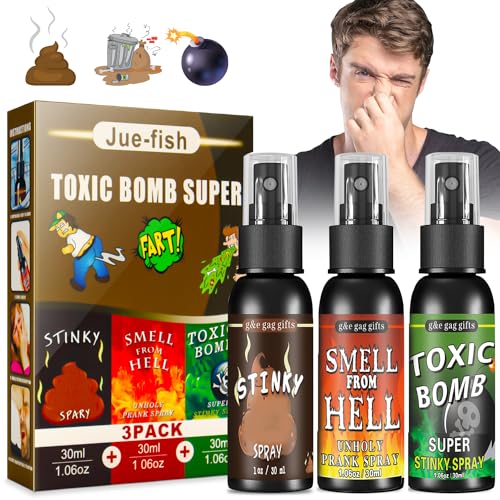 ELF-GRETTER 3 Stück Stinkbomben Spray, 90ml Furzspray, Stinkbombe Extrem Pupsspray, Spray Prank Artikel, Furzbomben, Furz Bombe für Halloween Streichspielzeug von ELF-GRETTER