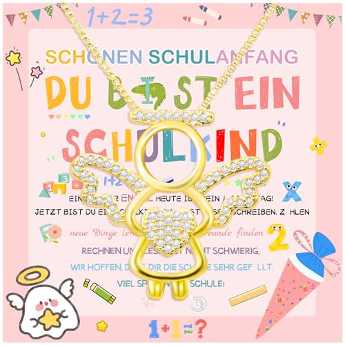 ELF-GRETTER Einschulung Mädchen Schultüte Geschenk, Schulanfang Mädchen Schutzengel Halskette, Schulkind 2024 Schultüte Füllung Einschulungsgeschenke Mädchen von ELF-GRETTER