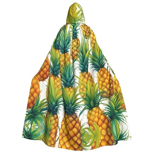 Kapuzenumhang für Erwachsene, Unisex, volle Länge, Halloween, Karneval, Partyzubehör, Teufel-Hexen-Umhang, 147,3 cm, exotische tropische Ananas von ELFcat