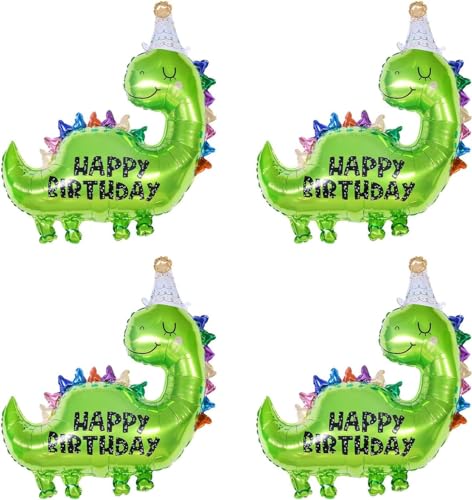 Dinosaurier Folienballons, 4 Stück XXL Dino Happy Birthday Luftballons,Dino Geburtstag Deko Jungen,Dino Geburtstagsballon, für Kindergeburtstag Party, Dschungel Geburtstag Dekoration,Thema-Party von ELIHANA