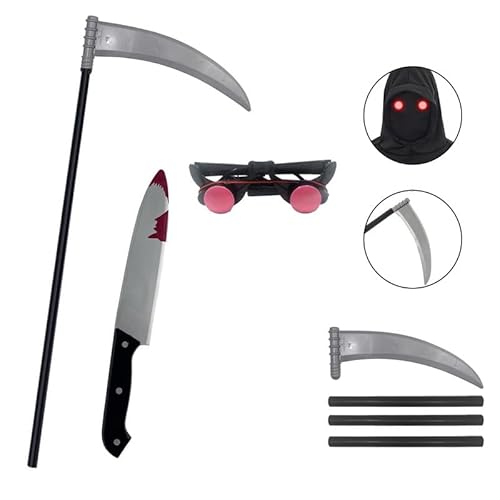 ELINA Sensenmann Geistergesicht Scream Waffe Accessoire mit Todessense Leuchtende Gläser Und Spielzeugmesser Grim Reaper Geistergesicht Scream Cosplay Halloween Karneval Requisiten von ELINA