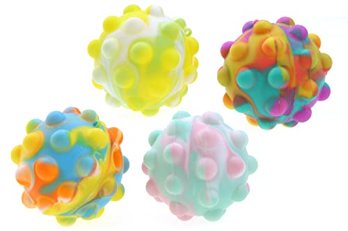 ELLUG 4er Set Pop it Ball Ø7cm, Antistressball Spielzeug für Kinder und Erwachsenen, Fidget Game, Pop-Up Ball, Squeeze Ball, Quetschball, Fidget Ball, von ELLUG