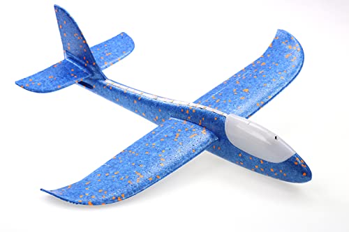 ELLUG großes XXL Segelflugzeug Segelflieger aus Styropor mit LED Beleuchtung 49 * 48 * 12,5cm Flugzeug Flieger Outdoor-Sport Wurf-Spielzeug (Blau) von ELLUG