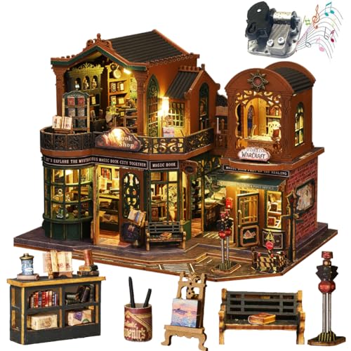 Puppenhaus Miniatur, DIY Holzhandwerk 3D Puppenhaus Mini Handmade Kit, Tiny House Building Kit Music Movement für Freund Liebhaber Geschenk (Ohne Staubschutzhülle) von ELPHNUTSEY