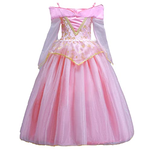 ELSA & ANNA Prinzessin Kleid Mädchen – Eiskönigin – Prinzessinnenkostüm – Mädchen Kleid für Partys, Geburtstage, Fasching, Karneval und Halloween – Prinzessin Kostüm Mädchen – 5-6 Jahre (SLP01) von ELSA & ANNA