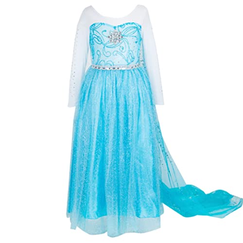 ELSA & ANNA Prinzessin Kleid Mädchen – Eiskönigin – Prinzessinnenkostüm – Mädchen Kleid für Partys, Geburtstage, Fasching, Karneval und Halloween – Prinzessin Kostüm Mädchen – 7-8 Jahre (UK-SEP304) von ELSA & ANNA