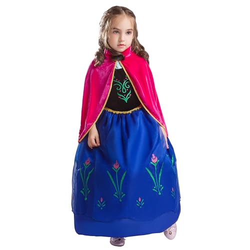 ELSA & ANNA Prinzessin Kleid Mädchen – Eiskönigin – Prinzessinnenkostüm – Mädchen Kleid für Partys, Geburtstage, Fasching, Karneval und Halloween – Prinzessin Kostüm Mädchen – 4-5 Jahre (ANNA2) von ELSA & ANNA