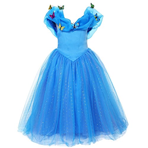 ELSA & ANNA Prinzessin Kleid Mädchen – Eiskönigin – Prinzessinnenkostüm – Mädchen Kleid für Partys, Geburtstage, Fasching, Karneval und Halloween – Prinzessin Kostüm Mädchen – 5-6 Jahre (CNDR4) von ELSA & ANNA