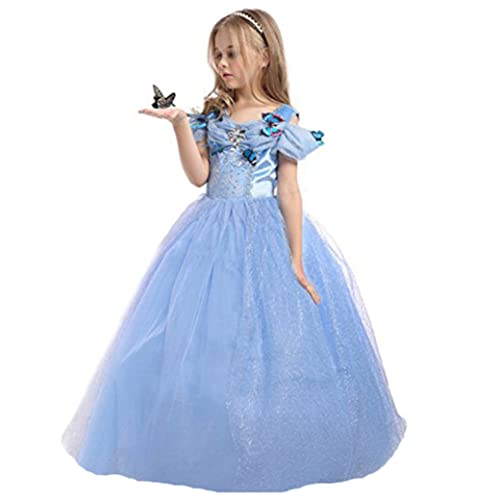 ELSA & ANNA Prinzessin Kleid Mädchen – Eiskönigin – Prinzessinnenkostüm – Mädchen Kleid für Partys, Geburtstage, Fasching, Karneval und Halloween – Prinzessin Kostüm Mädchen – 5-6 Jahre (CNDR5) von ELSA & ANNA