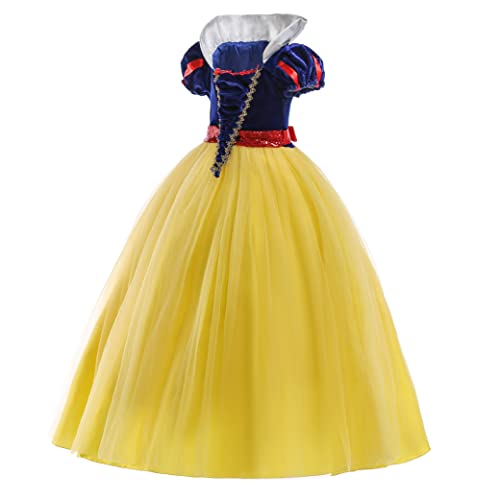 ELSA & ANNA Prinzessin Kleid Mädchen – Eiskönigin – Prinzessinnenkostüm – Mädchen Kleid für Partys, Geburtstage, Fasching, Karneval und Halloween – Prinzessin Kostüm Mädchen – 6-7 Jahre (SNWYEL04) von ELSA & ANNA