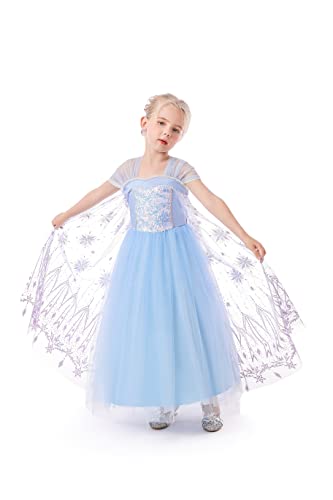 ELSA & ANNA Prinzessin Kleid Mädchen – Eiskönigin – Prinzessinnenkostüm – Mädchen Kleid für Partys, Geburtstage, Fasching, Karneval und Halloween – Prinzessin Kostüm Mädchen – 3-4 Jahre (EL2107) von ELSA & ANNA