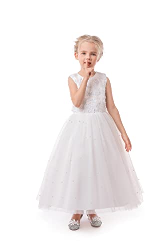 ELSA & ANNA Prinzessin Kleid Mädchen – Eiskönigin – Prinzessinnenkostüm – Mädchen Kleid für Partys, Geburtstage, Fasching, Karneval und Halloween – Prinzessin Kostüm Mädchen – 4-5 Jahre (XA2022-6WHT) von ELSA & ANNA