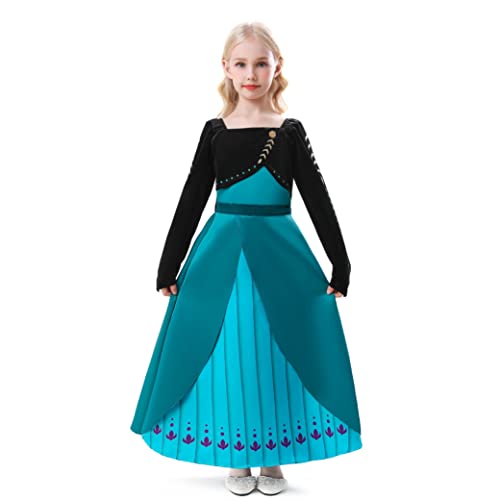 ELSA & ANNA Prinzessin Kleid Mädchen – Eiskönigin – Prinzessinnenkostüm – Mädchen Kleid für Partys, Geburtstage, Fasching, Karneval und Halloween – Prinzessin Kostüm Mädchen – 6-7 Jahre (AN2105) von ELSA & ANNA