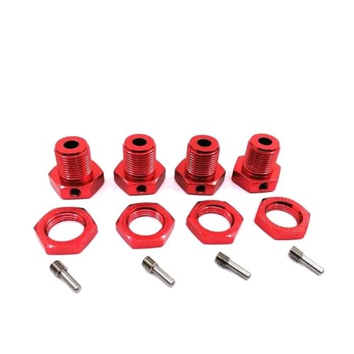 4 Stück 17 mm Metall-Rad-Sechskant-Nabenadapter 5353, kompatibel mit E-Revo E-Maxx 3.3 Pro 4x4 XO-1 Upgrade-Teile(Red) von ELUPNMF