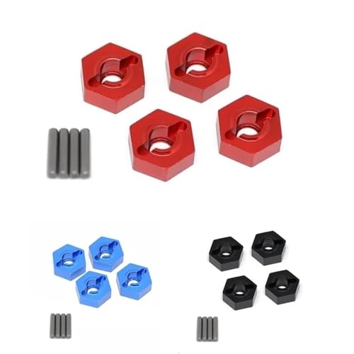 4 stücke 14mm Metall Rad Hex Hub Adapter Kompatibel Mit 1/10 3S RC Auto Upgrade Teile(Red) von ELUPNMF