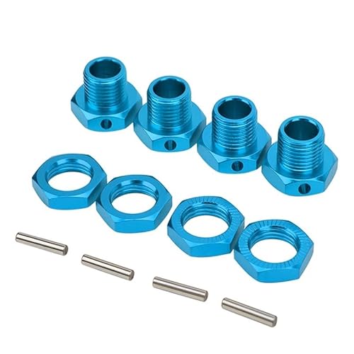 4 stücke 17mm Metall Rad Hex Hub Adapter Mit Mutter 81011 Kompatibel Mit 1/8 RC Auto Upgrade Teile(Blue) von ELUPNMF