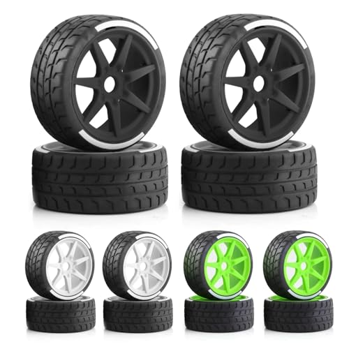 4 stücke 42x100mm 42/100 RC Auto Reifen 17mm Rad Hex Kompatibel Mit 1/7 Limitless 1/8(Green) von ELUPNMF