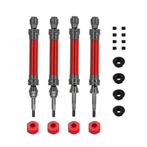 4 stücke Stahl Antriebswelle Vorne Und Hinten Verbesserte Teile Kompatibel Mit 1/10 RC Auto VXL 4X4(Red) von ELUPNMF