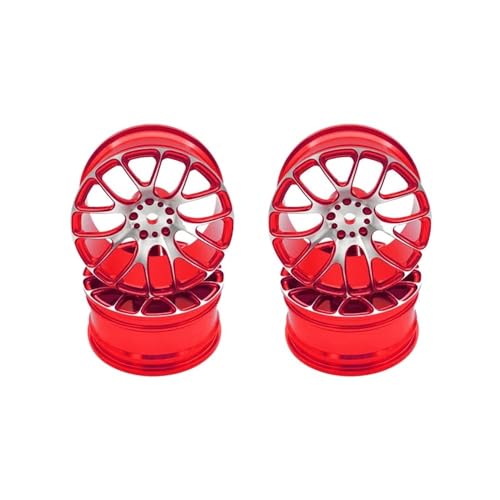 52*26mm Aluminium Legierung Rad Felgen Kompatibel Mit 1/10 RC Drift On-Road Racing Autos Compatible with TT02 MN86K(Red) von ELUPNMF