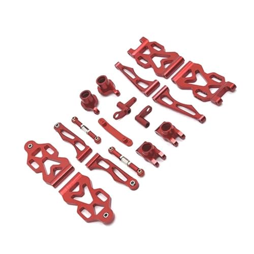 Metall Upgrade Set Schwinge Lenkung Tasse Pleuel Compatible with 1/16 16101 16102 16103 16104 16106 16201 RC Auto Teile(Red) von ELUPNMF