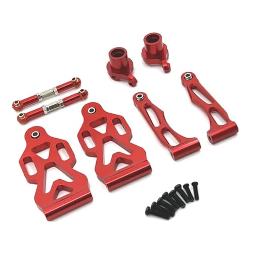 Metall-Upgrade-Vorderrad-Schwingen-Lenkbecher und Pleuelstange Compatible with kompatible 1/16 16101 16102 16103 16104 16106 16201 RC-Autoteile(Red) von ELUPNMF