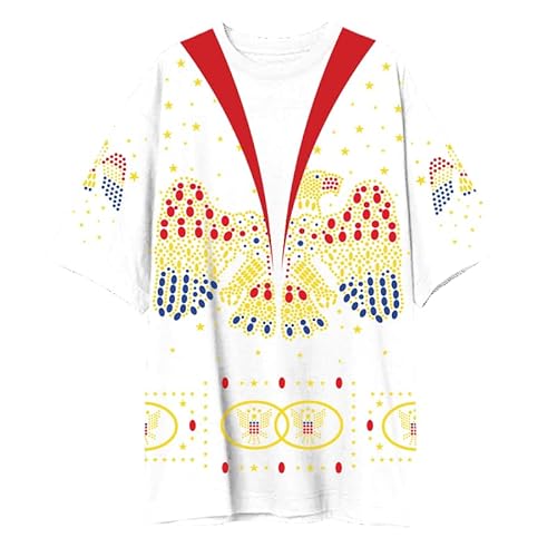 ELVIS PRESLEY Unisex-Erwachsene Offizielles Merch Iconic Jumpsuit Kostüm Oversized T-Shirt, Weiss/opulenter Garten, L von ELVIS PRESLEY