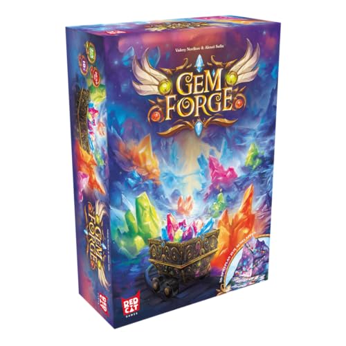 Gem Forge, ELZNIR GAMES, strategisches Brettspiel, Ressourcenmanagement, für 2-4 Spieler, ab 10 Jahren, 20–40 Min., 3D-Dungeon-Building, Edelstein-Handel, familienfreundlich von ELZNIR GAMES