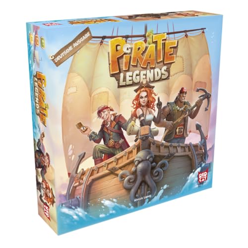 Pirate Legends, ELZNIR GAMES, Abenteuer-Brettspiel, Piratenstrategie, für 2-4 Spieler, ab 8 Jahren, 30 Min., Schatzsuche, Inselerkundung, familienfreundlich, Seefahrt-Spiel von ELZNIR GAMES