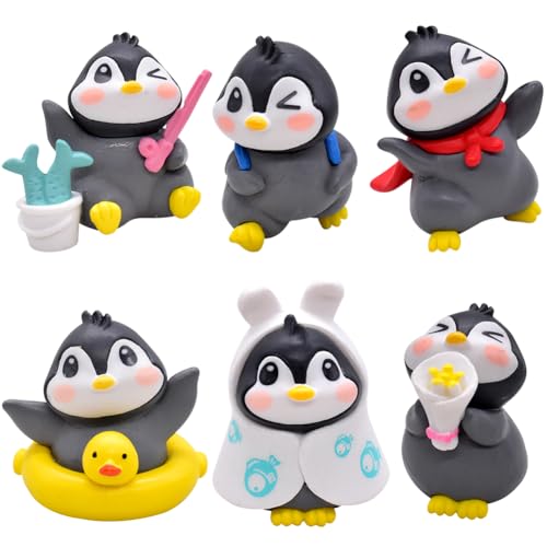 6 Stück Pinguin Figur Spielzeug Pinguin Tortendekoration Tier Cake Topper Pinguin Modell Ornamente Geburtstag Dekoration für Mädchen Jungen Baby Bonsai Garten Dekorations von ELfcAt