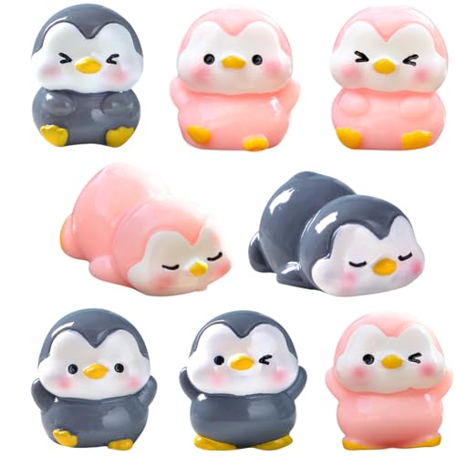 ELfcAt 8 Stück Pinguin Figur Tortendeko, Pinguin Spielzeug Geburtstagsdeko Schönes Pinguin Tier Cake Topper Pinguin Ornament für Mädchen Jungen Baby Dusche Party Geburtstagsfeier von ELfcAt