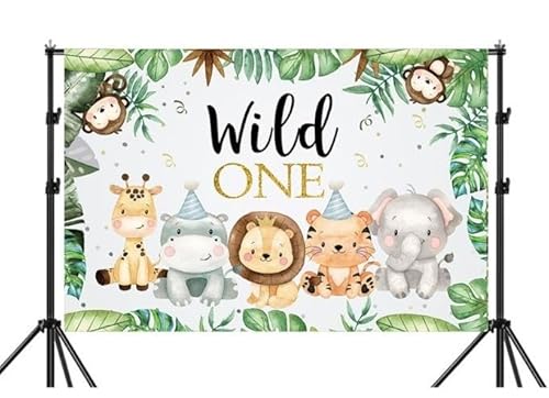 ELfcAt Wild One Geburtstag Deko Hintergrund Wild One Geburtstag Deko Geburtstag Dekoration Tier Banner Geburtstag Happy Birthday Banner Geburtstagsbanner Party Für Junge Und Mädchen 180 * 110CM von ELfcAt