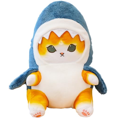 Hai Katze Plüschtier Kuscheltier Shark Katze Plüsch Spielzeug Katze Kuscheltier Stofftier Cat Gefüllte Puppe Plüschpuppe Weiche Plüsch Katze Stofftierpuppe Geschenk Für Kinder Erwachsene 33CM(B) von ELfcAt