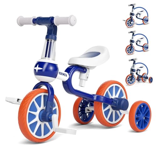 ELroal Fahrrad for 2–5 Jahre altes Baby-Dreirad, Mädchen und Jungen, Kinderfahrrad, Multifunktions-Kinderwagen mit Stützrädern, Kinder-Laufrad(Color:Blue) von ELroal