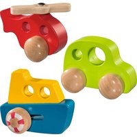 idee+spiel 440-10012 EMILO 3 Holz-Fahrzeuge im Set von EMILO