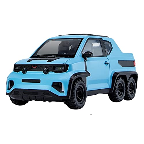 EMRGAZQD Motorfahrzeuge Replika Auto 1/18 for Wuling Pickup Geländewagen Legierung Druckguss Metall Automodell Simulation Licht Und Sound Spielzeug Geschenk Originalgetreue Nachbildung (Color : Blue) von EMRGAZQD