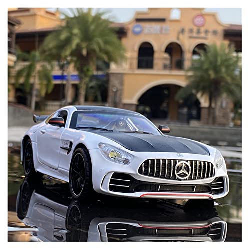 EMRGAZQD Motorfahrzeuge Replika Auto 1/24 Für Benz AMG-GTR Simulation Diecast Sportwagen Modell Sound Licht Fahrzeuge Originalgetreue Nachbildung(White) von EMRGAZQD