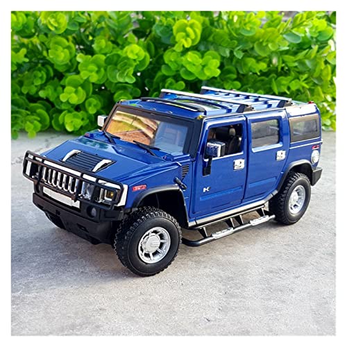 EMRGAZQD Motorfahrzeuge Replika Auto 1/24 Für Hummer H2 Geländewagen Simulation Legierung Druckguss Auto Modell Originalgetreue Nachbildung(Blue) von EMRGAZQD