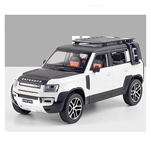 EMRGAZQD Motorfahrzeuge Replika Auto 1/24 Für Land Rover Defender SUV Simulation Legierung Druckguss Auto Modell Sound Licht Weihnachten Geschenk Originalgetreue Nachbildung(White) von EMRGAZQD