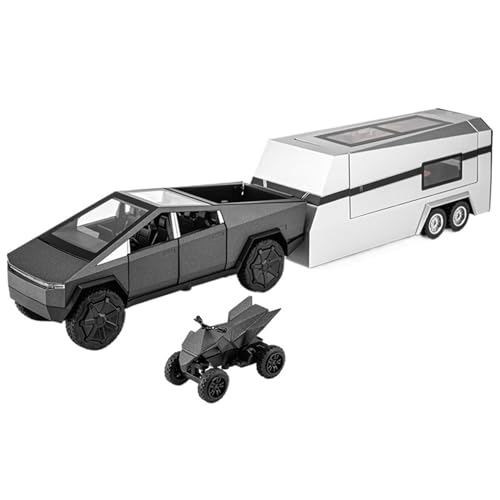 EMRGAZQD Motorfahrzeuge Replika Auto 1/24 Passend for Tesla Cybertruck Legierung Druckguss-Automodell, Pullback-Pickup-Trucks, Druckgussfahrzeuge Originalgetreue Nachbildung(Black) von EMRGAZQD