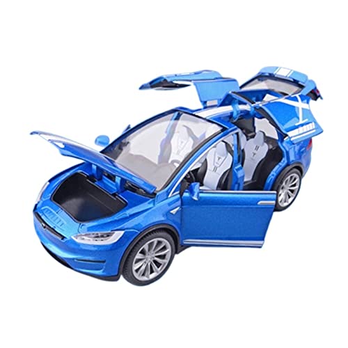 EMRGAZQD Motorfahrzeuge Replika Auto 1:20 for Tesla Model X Alloy Modified Car Metal Diecast Model Toy Simulation Collection Sound Light Gift Originalgetreue Nachbildung (Color : Blue) von EMRGAZQD