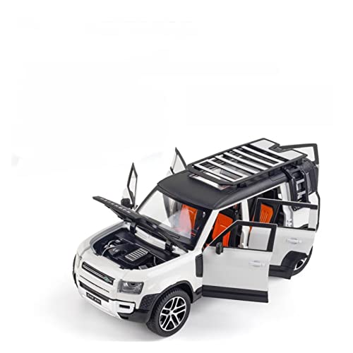 EMRGAZQD Motorfahrzeuge Replika Auto 1:24 Für Land Rover Defender Legierung Geländewagen Modell Sound Licht Druckguss Ziehen Autos Originalgetreue Nachbildung(White) von EMRGAZQD