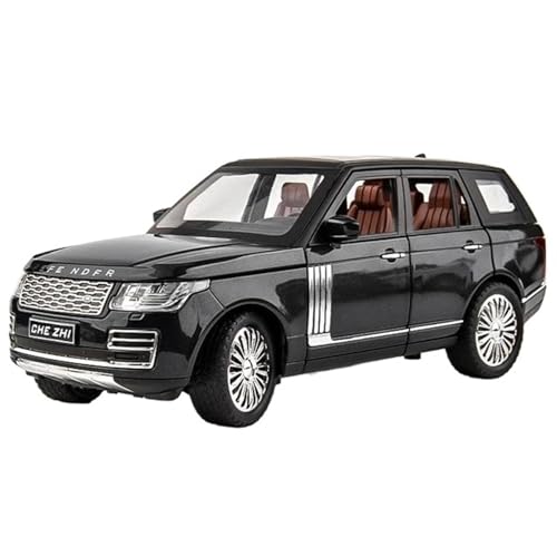 EMRGAZQD Motorfahrzeuge Replika Auto 1:24 Für Land Rover Range Rover SUV Simuliertes Miniaturautomodell Mit Sound Und Licht, Zurückziehbares Miniauto Originalgetreue Nachbildung(Black) von EMRGAZQD