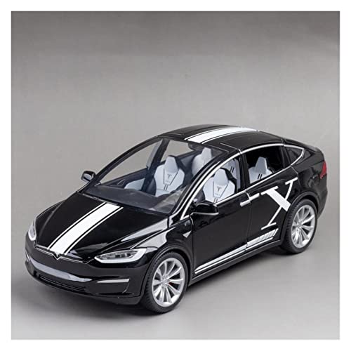 EMRGAZQD Motorfahrzeuge Replika Auto 1:24 Für Tesla Model X Simulation Legierung Auto Modell Druckguss Fahrzeuge Sound Und Licht Autos Geschenke Originalgetreue Nachbildung(Black) von EMRGAZQD