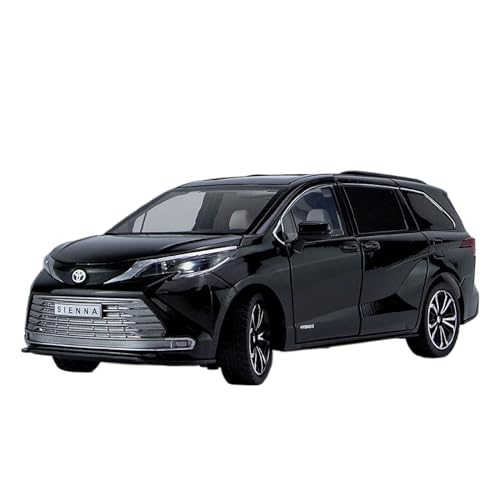 EMRGAZQD Motorfahrzeuge Replika Auto 1:24 for Toyota Sienna Alloy MPV Car Diecast Metal Model Sound and Light Simulation Toy Gift Collection Originalgetreue Nachbildung (Color : Black) von EMRGAZQD