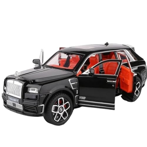 EMRGAZQD Motorfahrzeuge Replika Auto Für Rolls Royce Cullinan Masory 1:24 Simulation Luxy Car Modellfahrzeuge. Mit Ton Und Licht, Kein RC Originalgetreue Nachbildung(Black) von EMRGAZQD