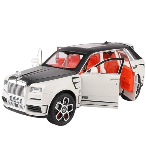 EMRGAZQD Motorfahrzeuge Replika Auto Für Rolls Royce Cullinan Masory 1:24 Simulation Luxy Car Modellfahrzeuge. Mit Ton Und Licht, Kein RC Originalgetreue Nachbildung(White) von EMRGAZQD