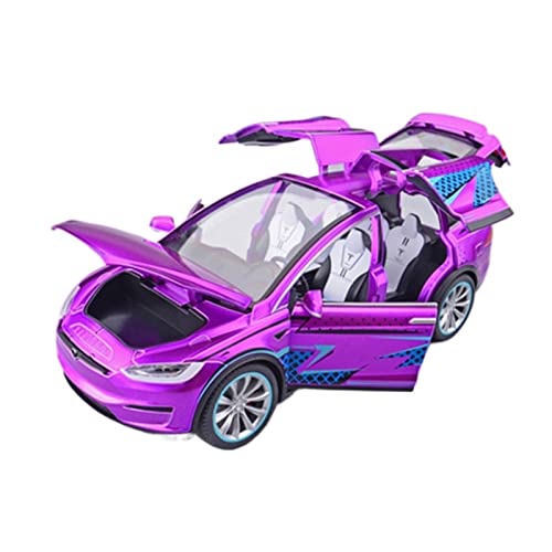 EMRGAZQD Motorfahrzeuge Replika Auto Maßstab 1:24 Für Tesla Model X SUV Autolegierung Druckguss Statische Metallsimulation Fertigmodell Spielzeuggeschenk Originalgetreue Nachbildung(Purple) von EMRGAZQD