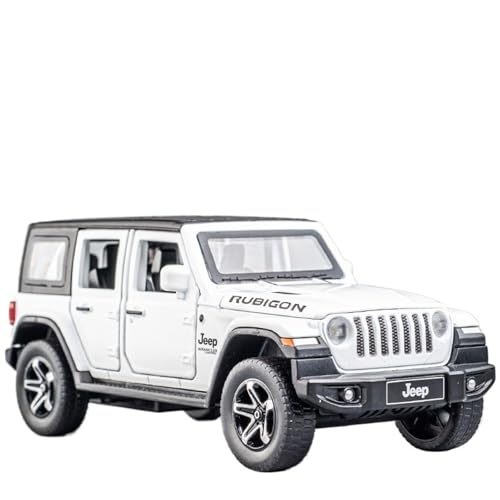 EMRGAZQD Motorfahrzeuge Replika Auto Maßstab SUV 1/32 for Jeep Wrangler Rubicon Fertigmodell Geländewagen Druckguss-Rückziehfahrzeuge Originalgetreue Nachbildung(White) von EMRGAZQD